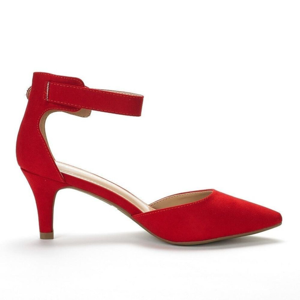 (red, 39) Loslandifen Women Sandals Summer Ladies Suede Thin High Heels Pumps Wedding Party Woman Shoes Open Toe Sexy Ankle Straps Sandals Shoe