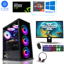 Gaming PC Bundle: Ryzen 7 5700X3D, 32GB DDR4, RTX 3050 8GB, 2TB NVMe, Windows 11, 22-inch Monitor, Keyboard & Mouse, Headset