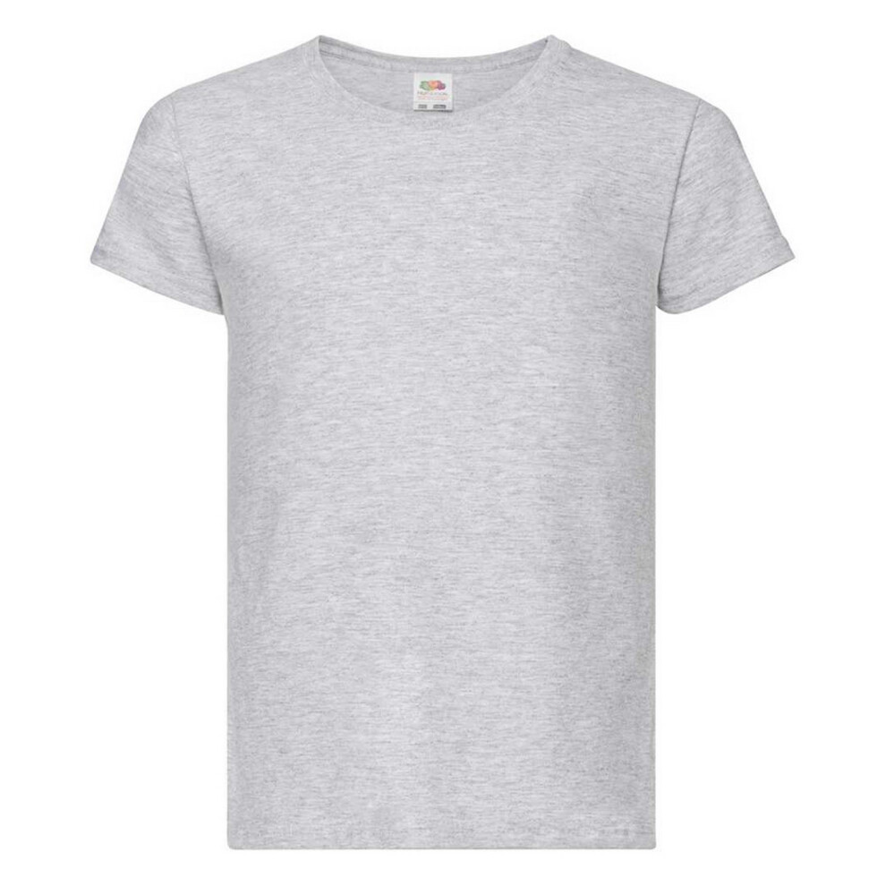 (3-4, Heather Grey) Fruit Of The Loom Girls Childrens Valueweight Short Sleeve T-Shirt (Pack Of 5)