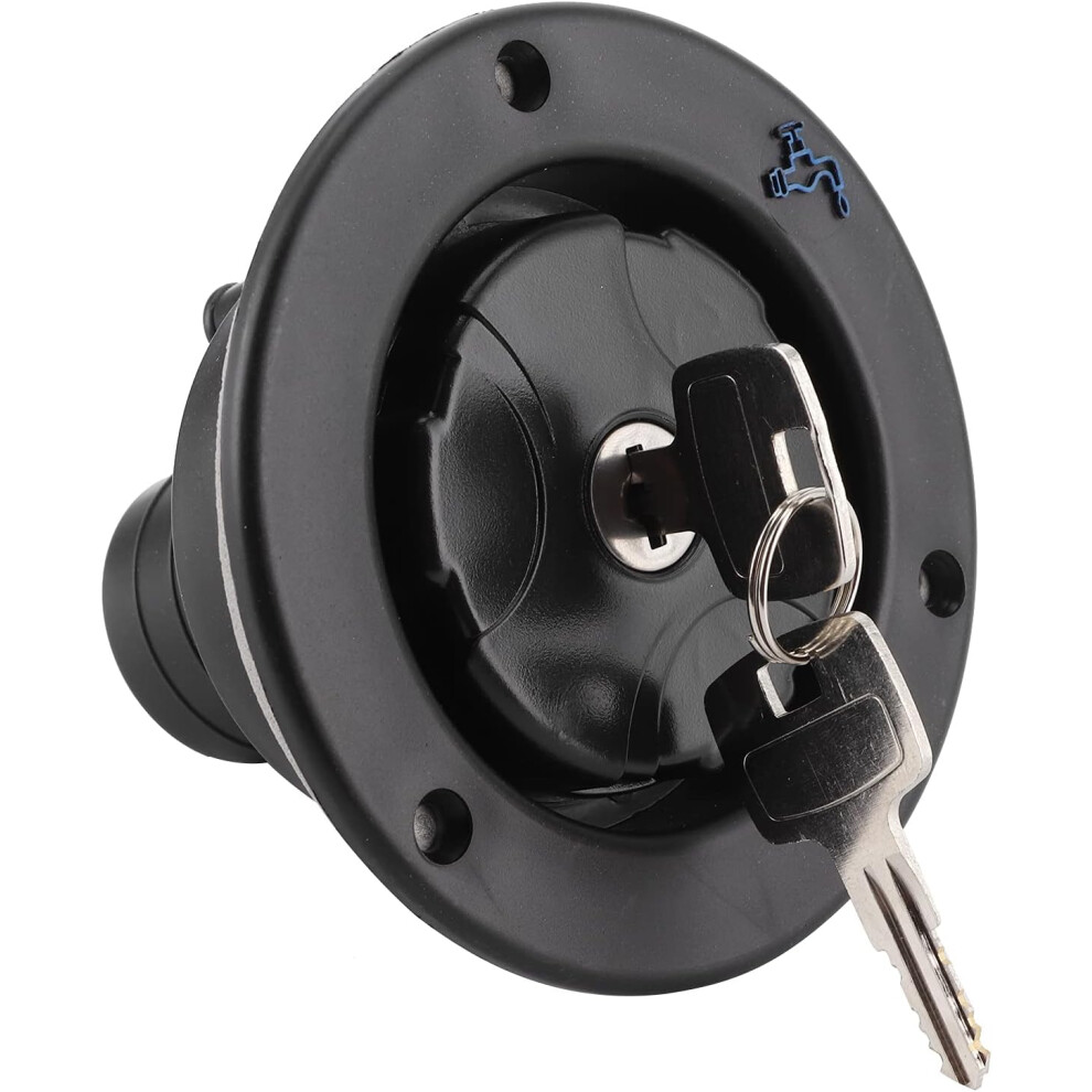 Rv Fresh Water Locking Cap, Round Gravity Freshwater Inlet Lockable Leakproof Water Filler Cap With 2 Keys For Rv Caravan Gravity Motorhome, Black 90446597