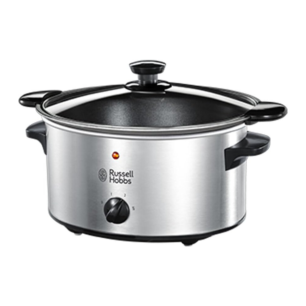 Russell Hobbs 3.5L Stainless Steel Electric Slow Cooker - Cooks upto 4 portions, 3 heat settings