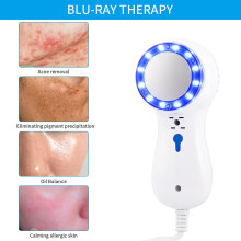 (UK Plug with Box) Cold Hammer Blue Light Facial Skin Lifting Tighten Ice Healing Beauty Machine Led Photon Rejuvenation Massager Shrink Pores