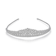 (w) Shinnig Bridal Wedding Tiara Clear Cz Crystal Hair Decoration Women Luxury Bride Cubic Zirconia Queen Diadem Crown