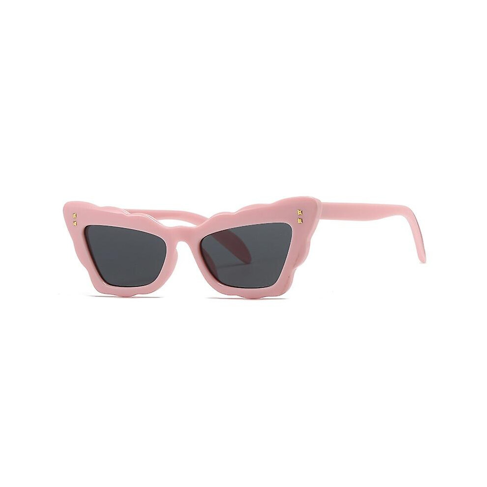 (pink) Popular Cat Eye Women Sunglasses Wavy Edge Frame Retro Shades Uv400 Trending Punk Rivets Sun Glasses-image-OPC-PFVV27B-NEW