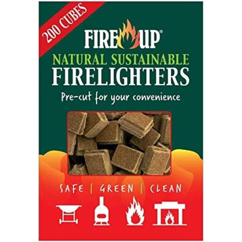 FIRE UP Natural Sustainable Firelighters, Box Of 200, Brown