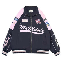 (My Melody Jacket, l 50-55kg) 2023 Y2k Sanrio Kuromi Jacket Cute My Melody Cinnamoroll Biker Punching Woman Loose Racer Jackets Female Casual Clothes Gift