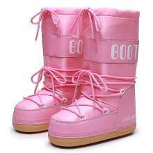 (39 40, Pink) 2024 Winter Ski Boots Fashionable Round Head Middle Tube Women's Snow Boots Thickened Snow Shoes