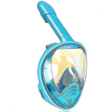 (light blue) Kids Snorkel Mask Full Face, 180 Degree Panoramic View Snorkeling Set
