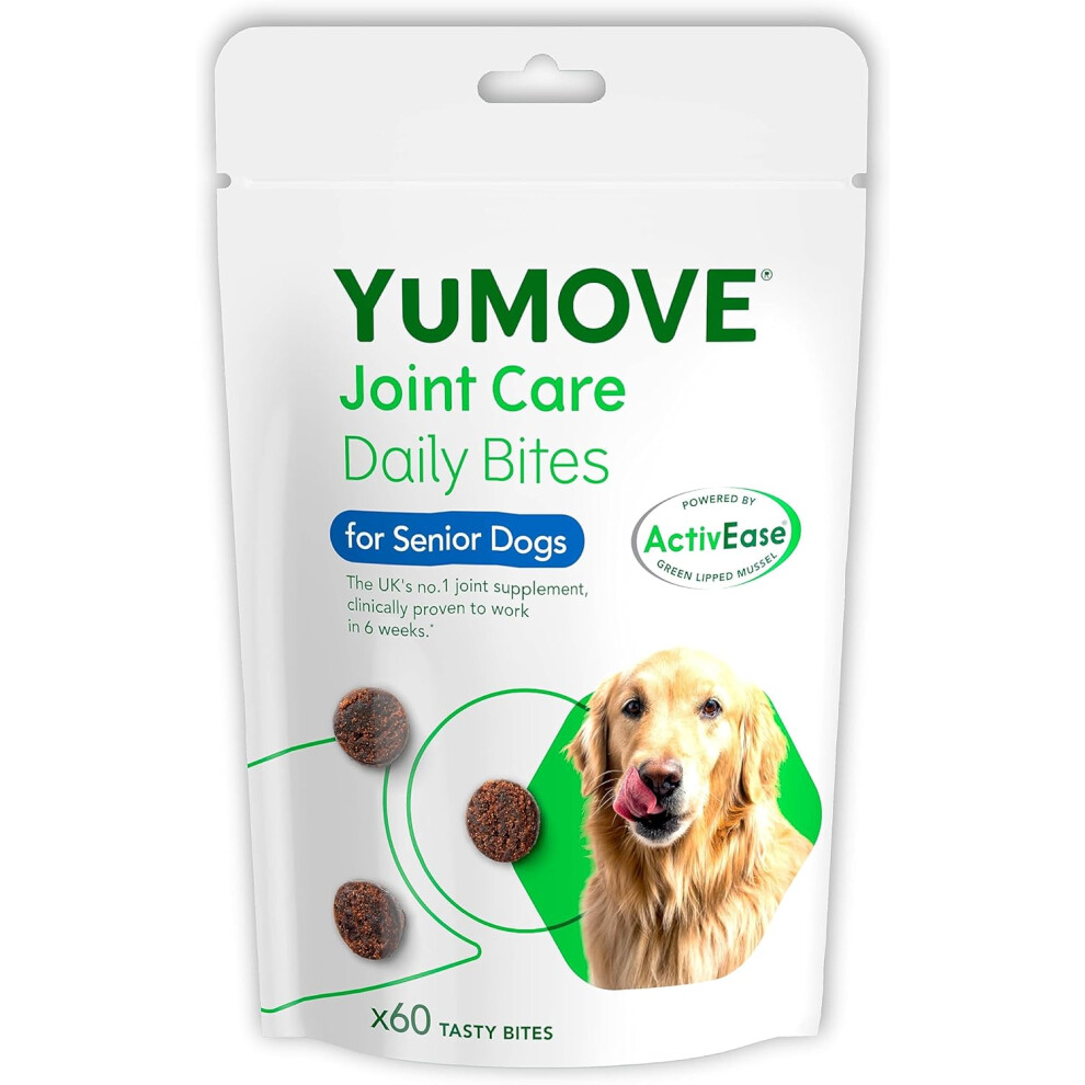 YuMOVE Daily Bites For Senior Dogs | Joint Supplement for Older, Stiff Dogs, with Glucosamine, Chondroitin, Green Lipped Mussel | Aged 9+ | 60 Chews