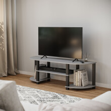 (Grey) Wide TV Unit Stand S-Tube Entertainment Centre Storage Shelf Living Room Cabinet