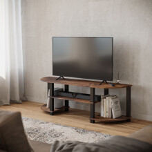 (Rustic Brown) Wide TV Unit Stand S-Tube Entertainment Centre Storage Shelf Living Room Cabinet