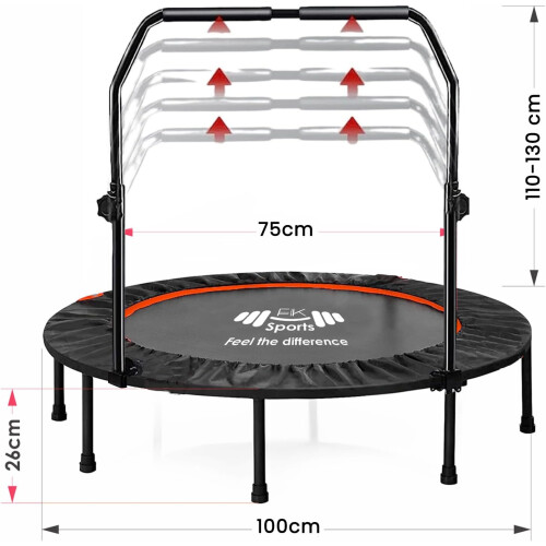 (40 Inch U Handle) Mini Fitness Trampoline Exercise Foldable U Handle 2