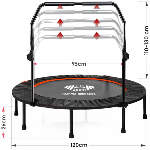 (48 Inch U Handle) Mini Fitness Trampoline Exercise Foldable U Handle 2