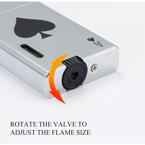 (Ace Silver) Yeuligo 2 Pack Double Flame Torch Lighter Butane Refillable,classic Pocket Ace Lighters With Visible Window 1