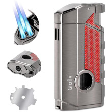 Torch Lighter, Butane Lighter, Windproof Triple Jet Flame Torch Lighter With Holder