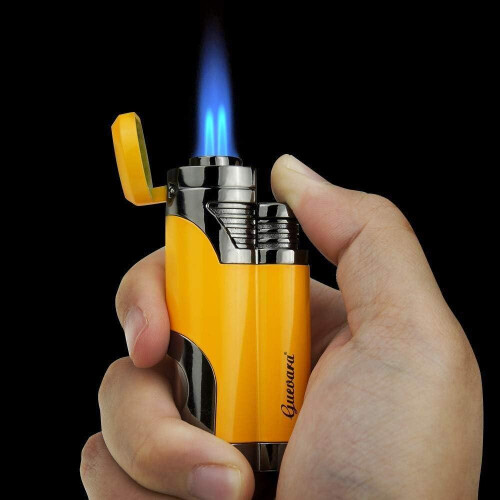 (Yellow) Butane Torch Lighter With Punch Windproof Double Jet Lighters (grey) 2
