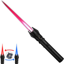 (Black) Torch Lighter, Bright Fire Lighter With Safety Lock And Adjustable Red/blue Flame, Refillable Butane Gaslighters