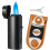 (Black) Triple Jet Flame Torch Lighter And Cutter Set, Built-in Punch And Holder Function, Refillable & Adjustable Windproof Butane Lighte 1