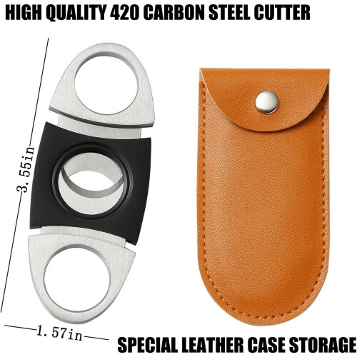 (Black) Triple Jet Flame Torch Lighter And Cutter Set, Built-in Punch And Holder Function, Refillable & Adjustable Windproof Butane Lighte 2