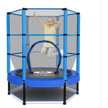(Blue) FK Sports Heavy Duty Outdoor & Indoor Trampoline with Safety Enclosure Net,Ladder & Spring Cover for Kids, Toddlers & Small Adult Fitness Rebounder
