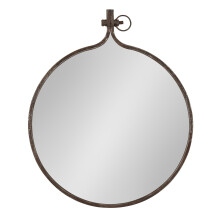 Kate och Laurel Yitro Rund Industriell Rustik Metallram Väggspegel, 23.5x28.5, Rustik Metall, Chic Accent Spegel