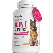 Pawbits 300 Adult Senior Dog Hip & Joint Supplements for Older Mature Dogs. High Strength Green
