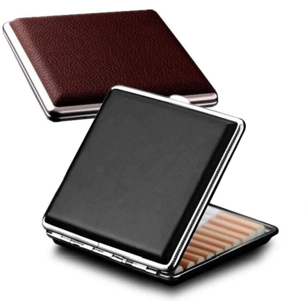 Yeuligo Cigarette Case Stylish Leather Surface Metal Box For 20 Cigarettes Cigarette Box For Men And Women Ideal Gift