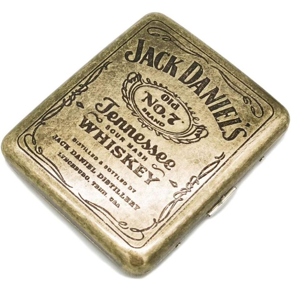 Yeuligo Cigarette Case Box Metal Retro 85Mm King Size (18-20 Capacity) Sturdy Double Sided Spring Clip Open Pocket Holder Vintage Golden