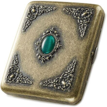 Fish&Fairy Retro Metal Cigarette Case 85mm King Size, 18-20 Capacity, Vintage Golden with Double-Sided Spring Clip (FGYH013)