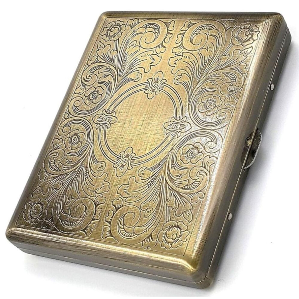 Yeuligo Retro Cigarette Case Victorian Style Metal Holder For Regular, King And 100'S Size Credit Card Holder Pocket