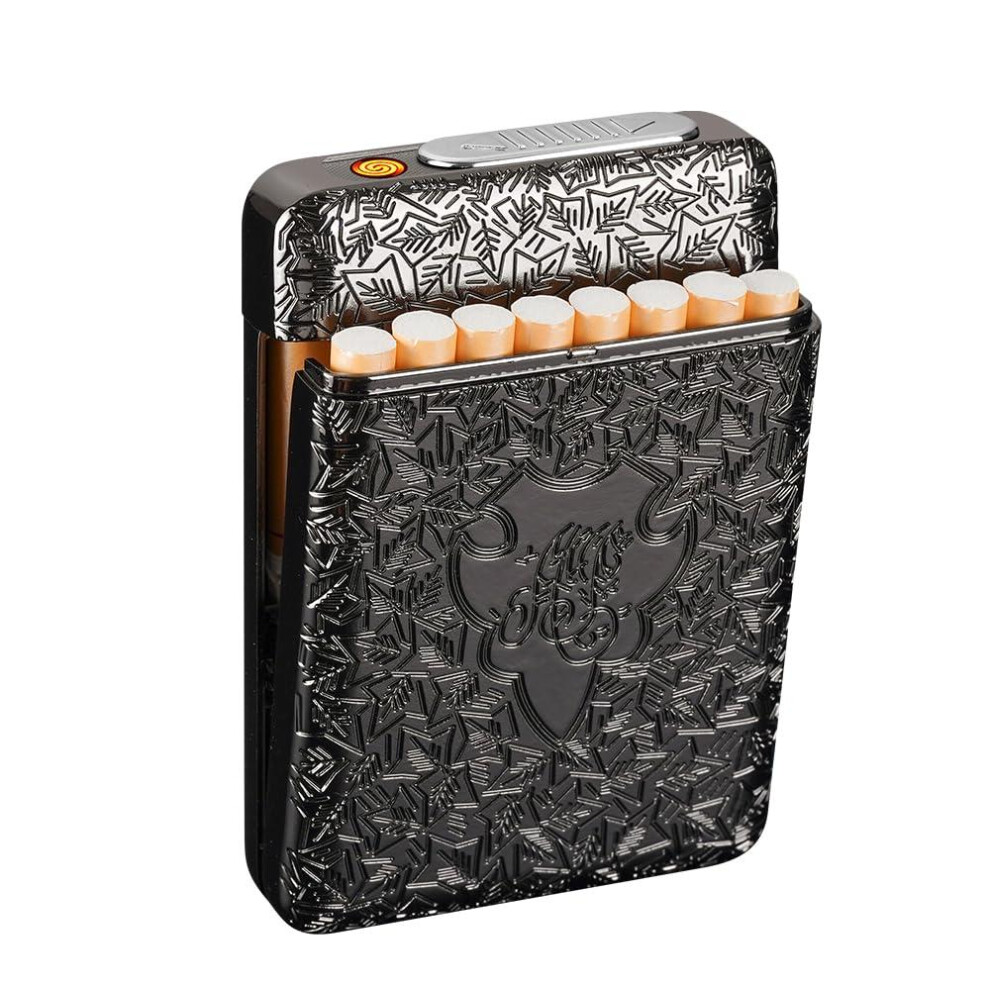 Yeuligo Cigarette Case With Usb Lighter 16 Pcs 84Mm Regular/King Size Cigarettes Electric Rechargeable Flameless Windproof Lighters