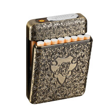 Cigarette Case With Usb Lighter 16 Pcs 84mm Regular/king Size Cigarettes Electric Rechargeable Flameless Windproof Lighters
