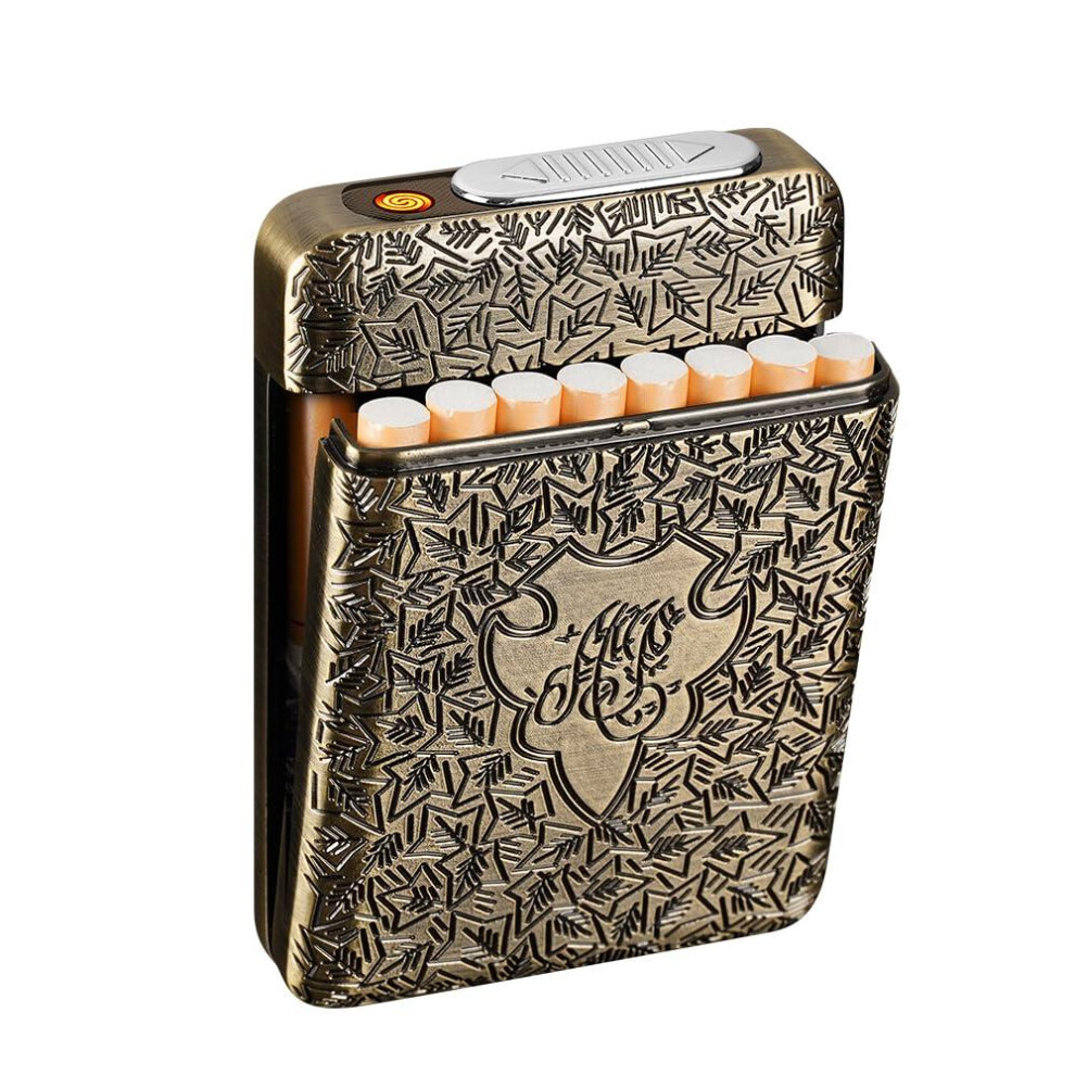 Yeuligo Cigarette Case With Usb Lighter 16 Pcs 84Mm Regular/King Size Cigarettes Electric Rechargeable Flameless Windproof Lighters