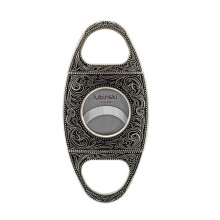 Cigar Cutter Embossed Pattern Stainless Steel Double Blade Scissors Gift Box Cigar Cutter Knife