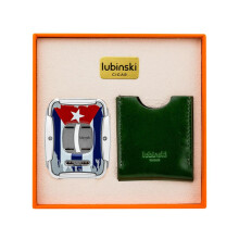 Cigar Cutter Zinc Alloy Electroplating Stainless Steel Semi-automatic Double Blade With Leather Case Gift Box