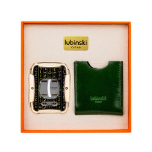 Cigar Cutter Zinc Alloy Electroplating Stainless Steel Semi-automatic Double Blade With Leather Case Gift Box