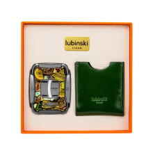 Cigar Cutter Zinc Alloy Electroplating Stainless Steel Semi-automatic Double Blade With Leather Case Gift Box