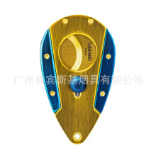 Cigar Scissors Drop Shaped Zinc Alloy Stainless Steel Blade Brass Lubinsk Fan-shaped Cigar Scissors