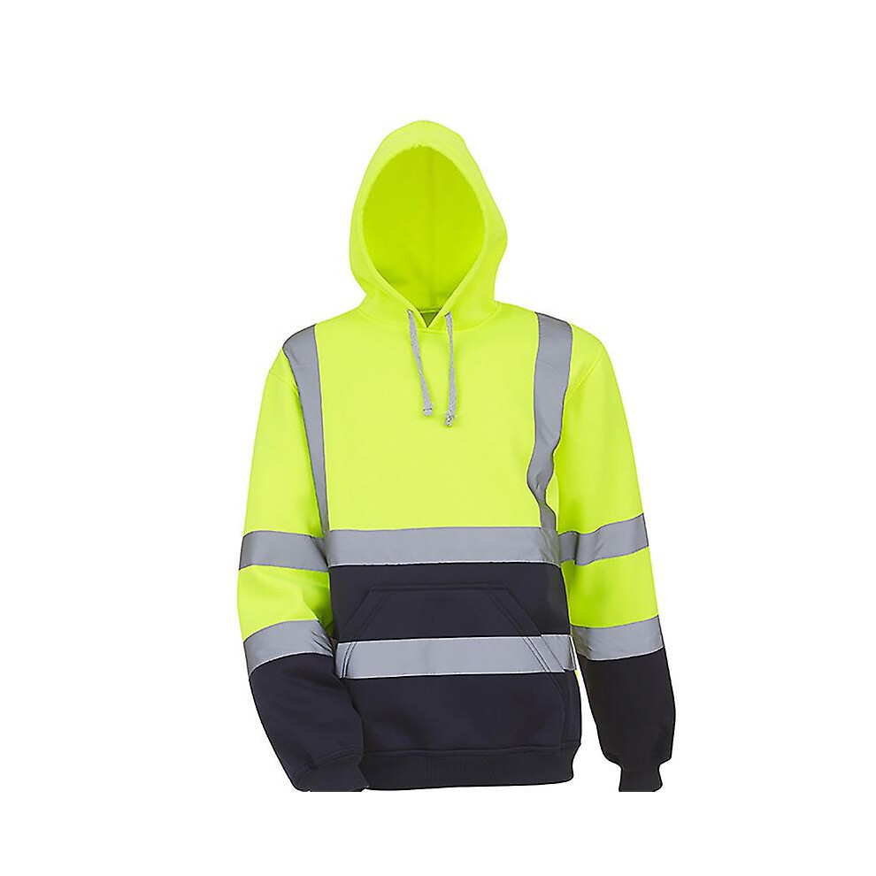 (Fluorescent, 4XL) Men Hi-viz Workwear High Visibility Hooded Sweatshirt Casual Pullover Fleece Lining Hoodie