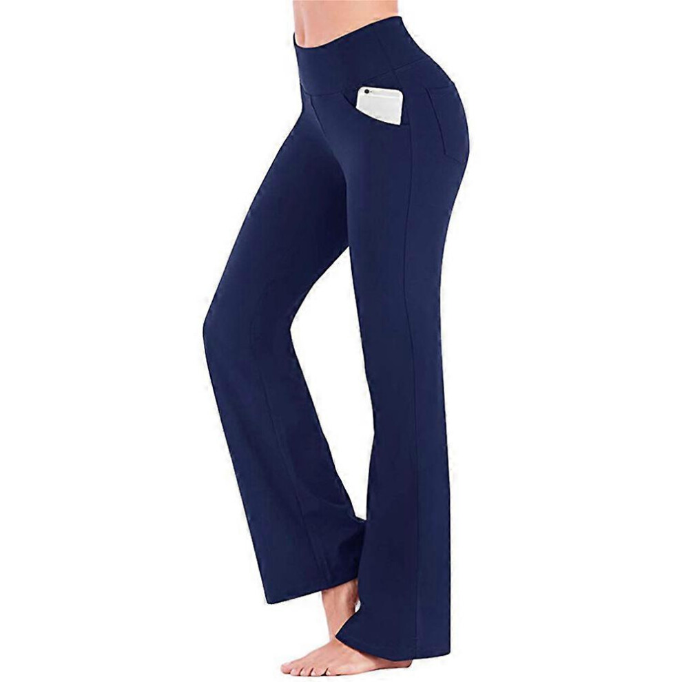 (4XL, Dark Blue) Women Fit & Flare Plain Soft Trouser Breathable Full Length Pants High Elastic Waist Bottoms Plus Size-image-OPC-PFVV9GM-NEW