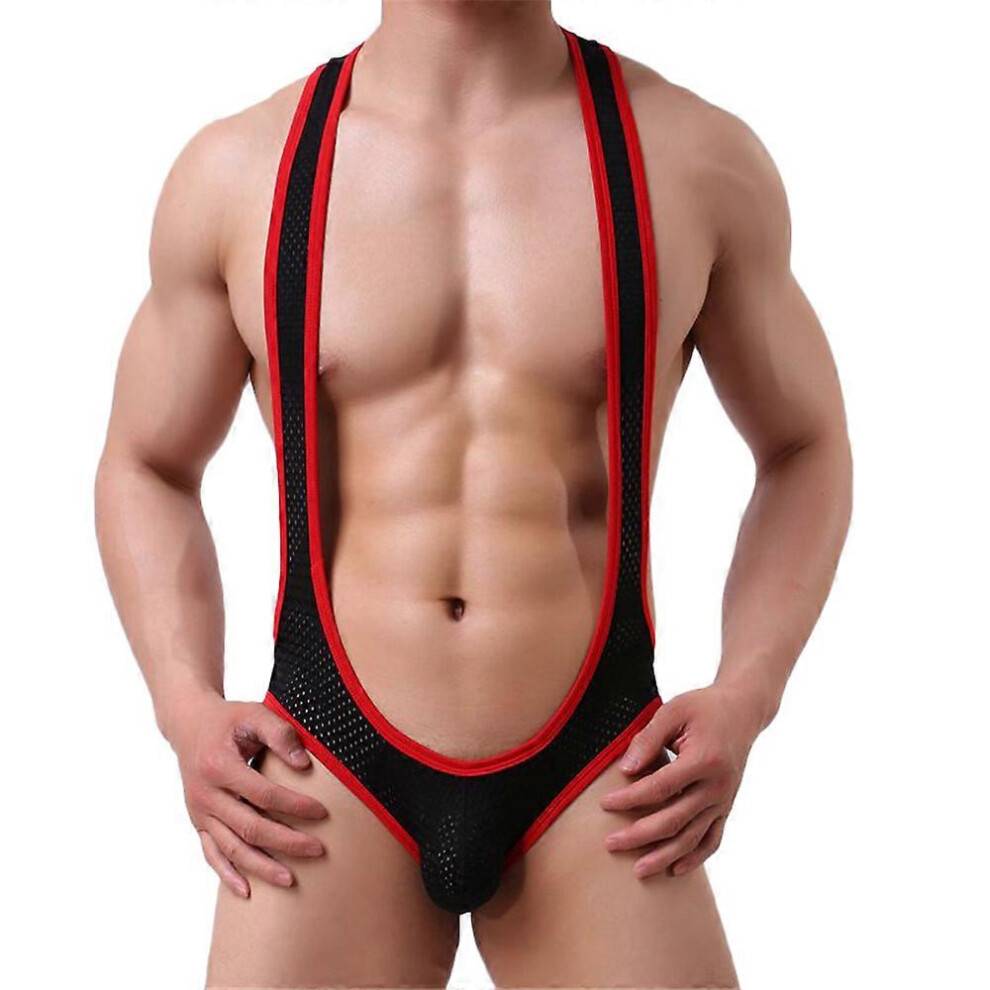 (2XL, Black) Mens Erotic Jockstrap Backless Leotard Sexy Underwear Jumpsuits Bodysuit
