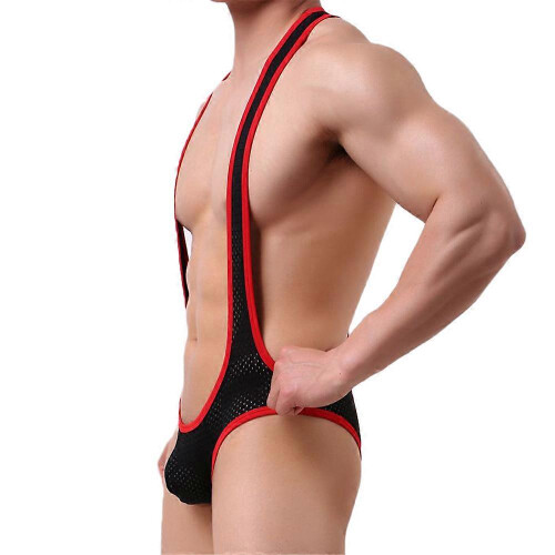 (2XL, Black) Mens Erotic Jockstrap Backless Leotard Sexy Underwear Jumpsuits Bodysuit 1