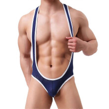 (M, Royal Blue) Mens Erotic Jockstrap Backless Leotard Sexy Underwear Jumpsuits Bodysuit