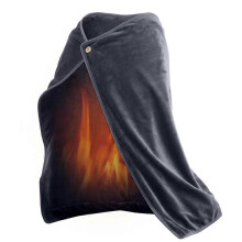 (Grey) USB Electric Heated Blanket Soft Heated Office Use Throw Winter Warmer Shawl