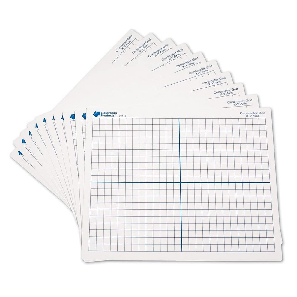 Learning Resources 9""x 11"" Double Sided X-Y Axis Dry Erase Mats, Graphing, Math Classroom Accessories, Teaching Aids, Set of 10, Ages 6+