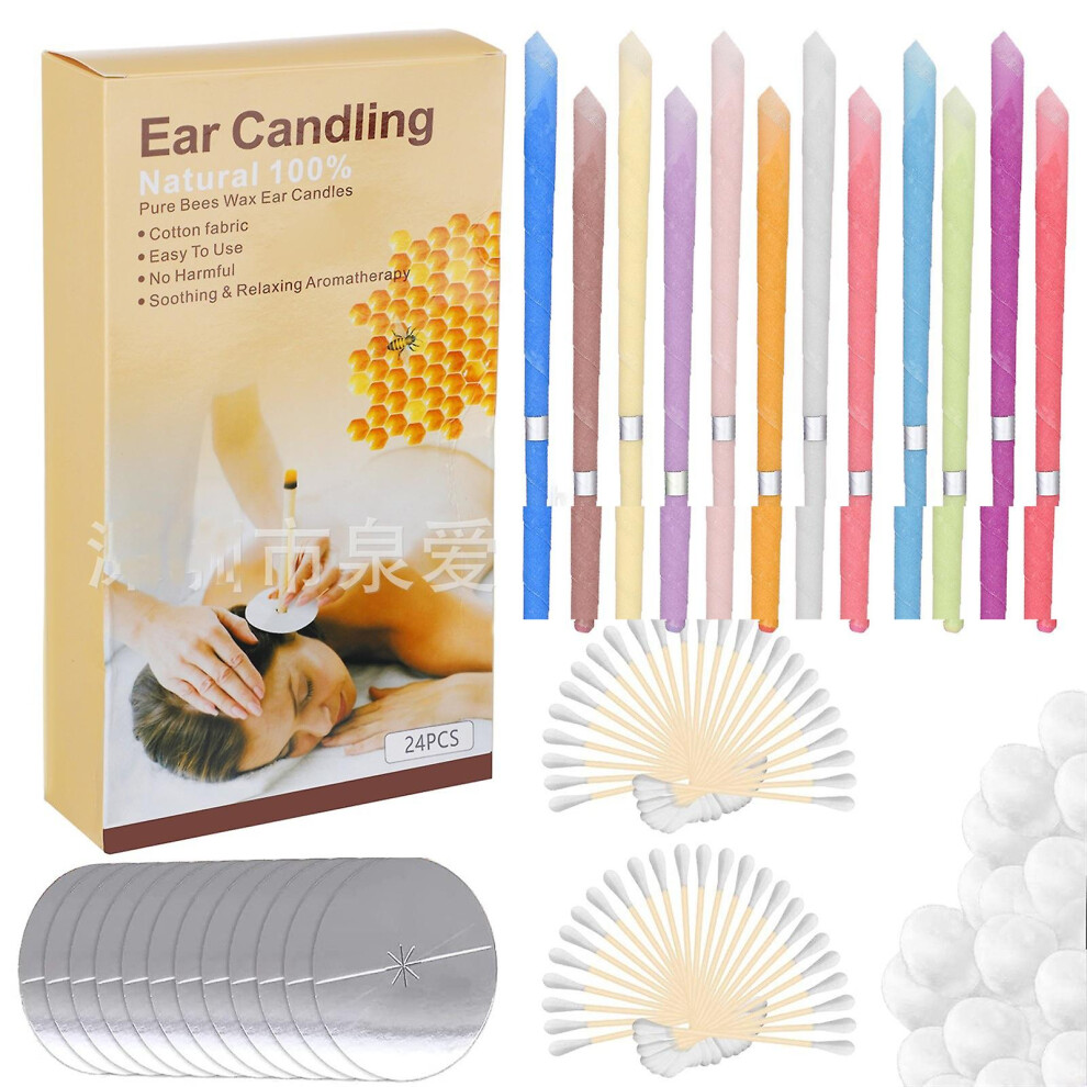 24 Pack Natural Ear Candles Beeswax Taper Candles
