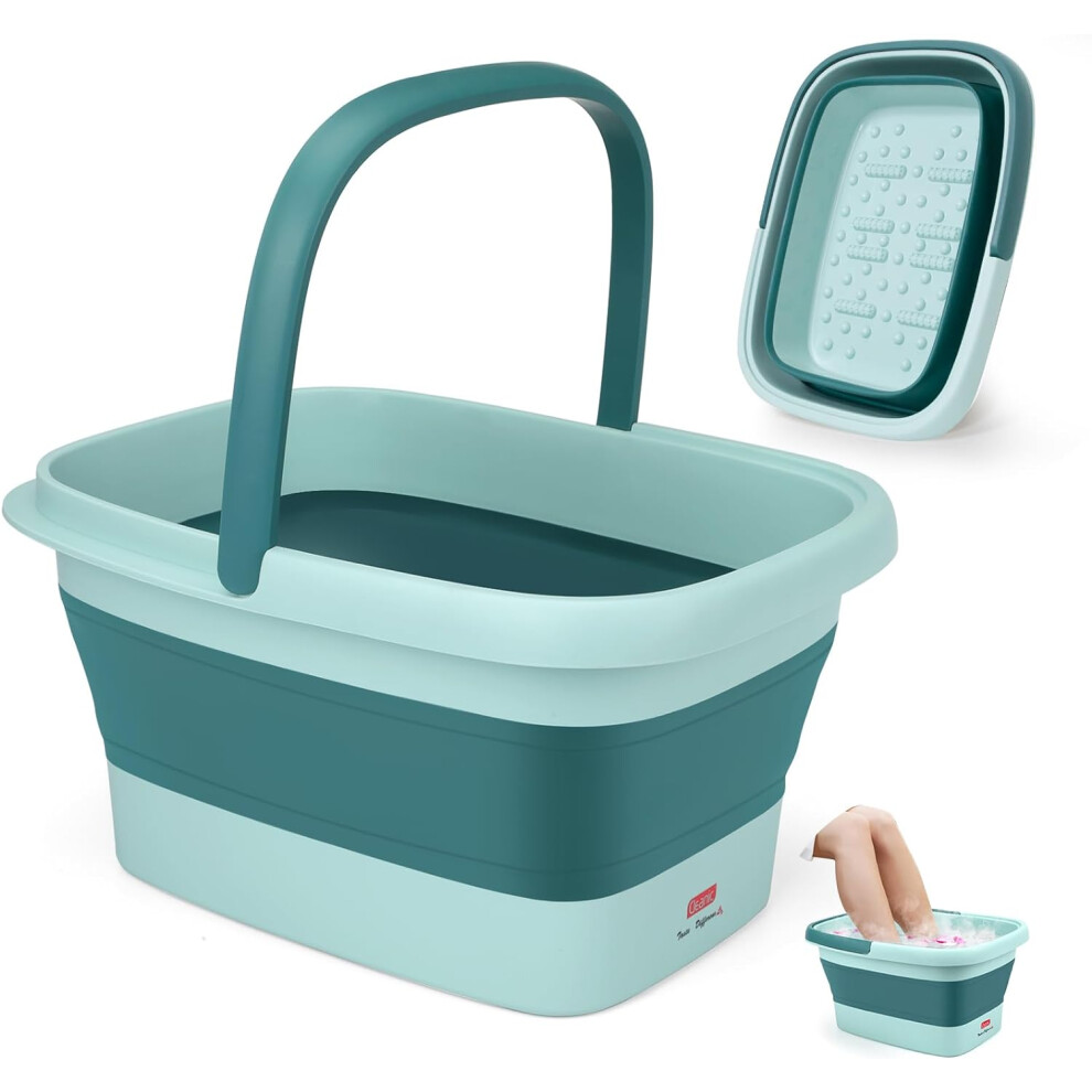 Deanic Foot Spa, Foot Bath With Massager, Collapsible Pedicure Bowl With Carry Handle, Footspa For Women And Men, Foot Soak Bowl (Blue)