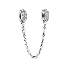 (Sparkling beaded safety chain ) (New Pandora Longo safety chain for women bracelet fits pandora ) safety chain for pandora bracelet sterling silver