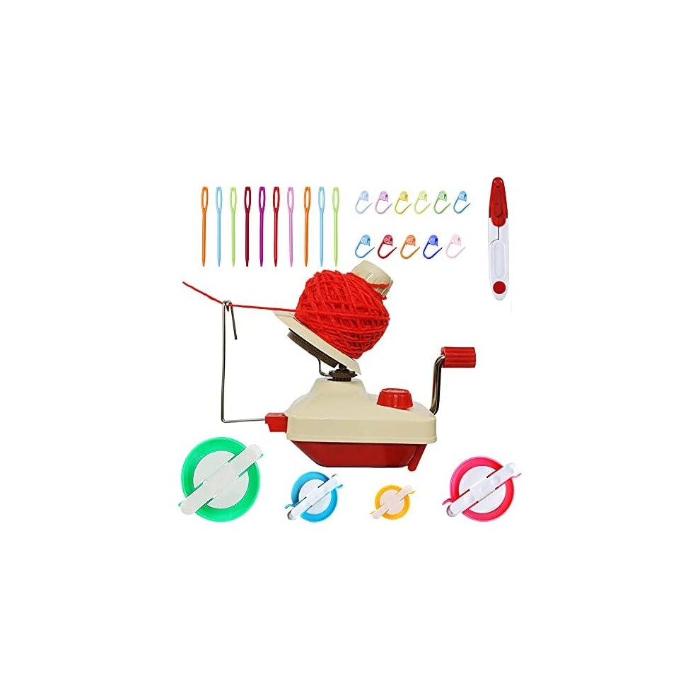 Ball Winders Yarn Knitting Loom Crochet Swift Fiber String Ball Wool Winder DIY Tool Kit 1Yarn Ball Winder+4Pompom Maker+10PS Knitting Scissors (26)