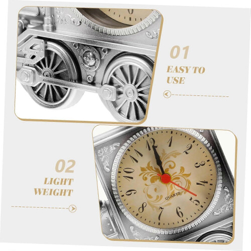 (Silver) Railway Engine Clock Creative Clock Creative Alarm Clock Funny Clock Desktop Ornaments Clock 2